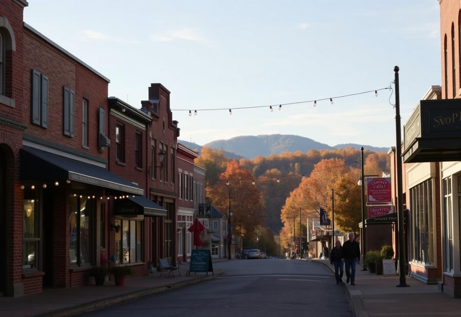 A West Virginia small-town Main Street in autumn